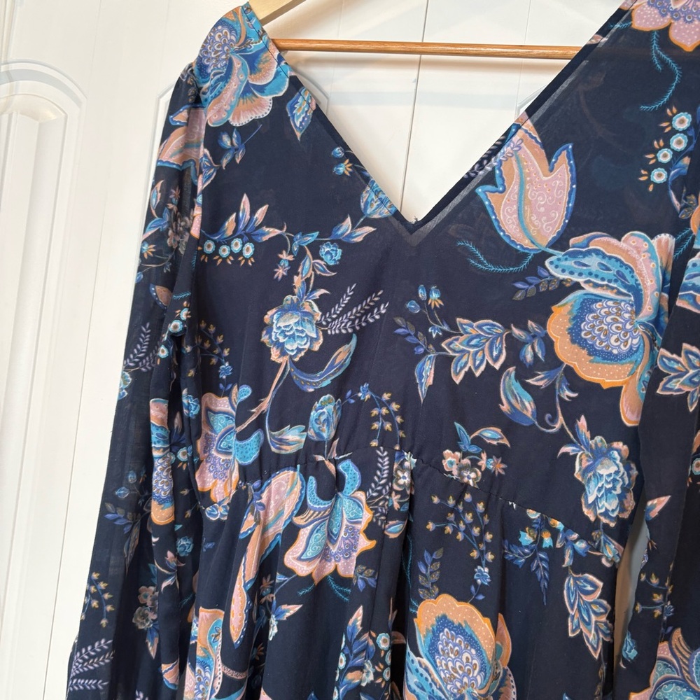 H&M Blue Floral Midi Dress Size 6‎ - Picture 5 of 12